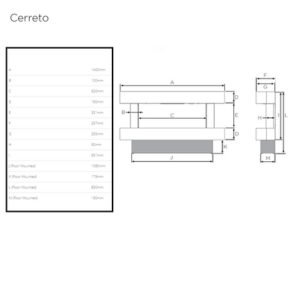 Gazco eStudio Cerreto 140 Floor Mounted Electric Fire