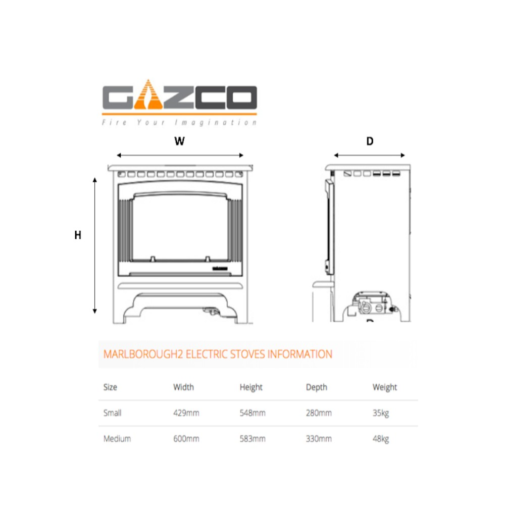 Gazco Marlborough2 Medium Electric Stove