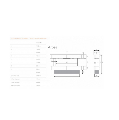 Gazco eStudio Arosa 140 Wall Mounted Electric Fire