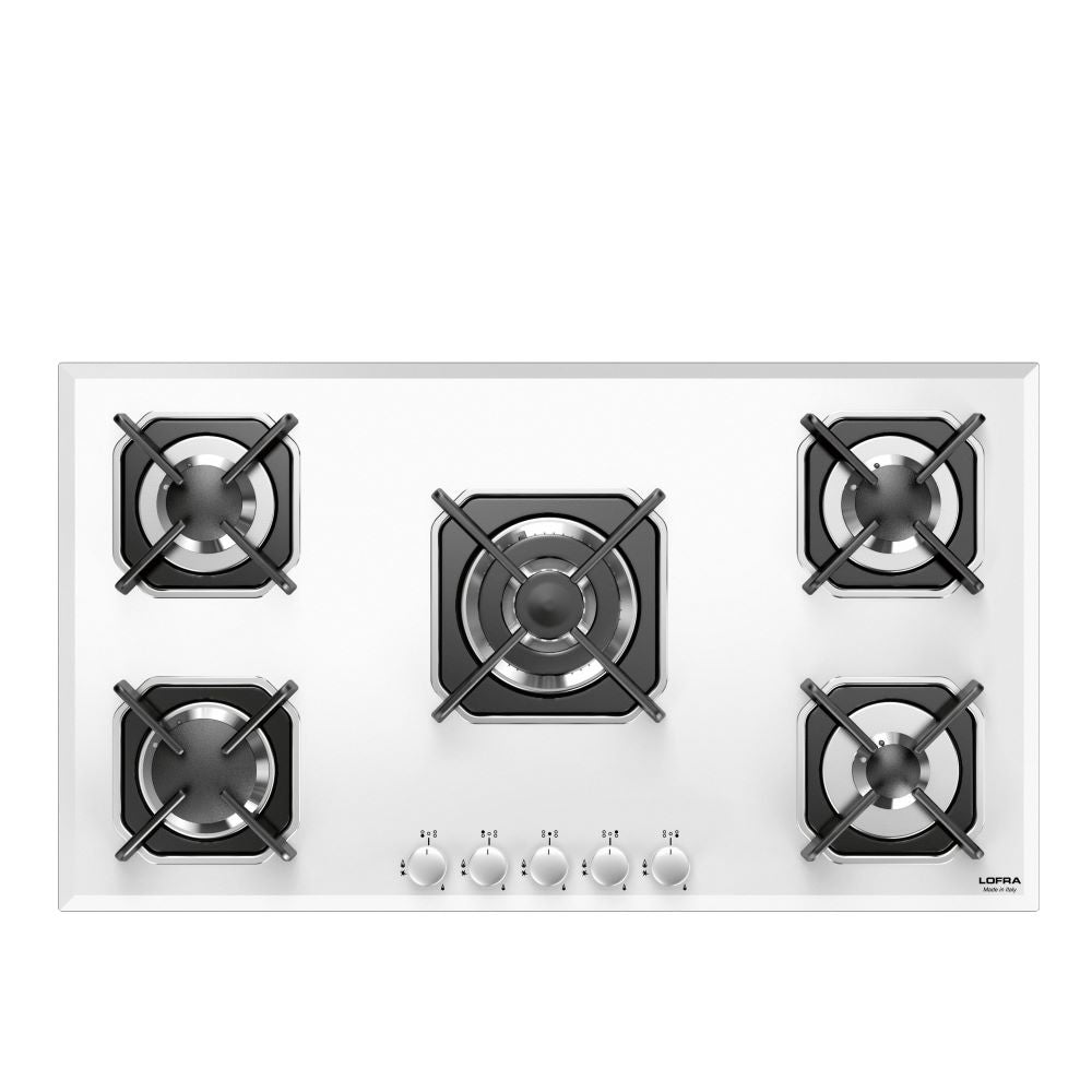 Lofra Marte 90 HGB9EO White Glass 5 Burner Gas Hob 90cm