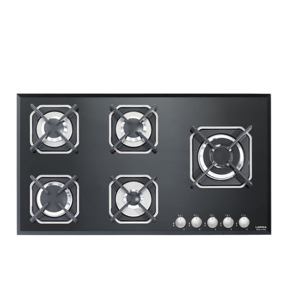 Lofra Marte 90 HGN950 Black Glass 5 Burner Gas Hob 90cm