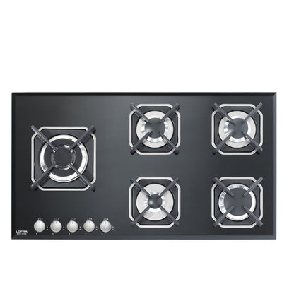 Lofra Marte 90 HGN9B0 Black Glass 5 Burner Gas Hob 90cm