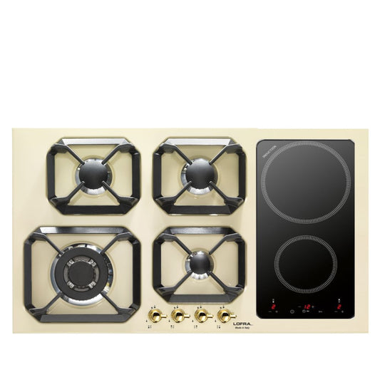 Lofra Nettuno 90 HLBI9G2I Cream Low Profile Gas and Induction Hob 90cm