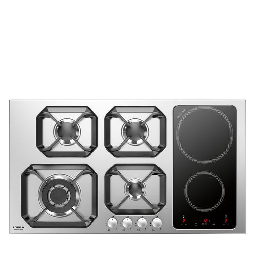 Lofra Nettuno 90 HLS9G2I Steel Low Profile Gas and Induction Hob 90cm