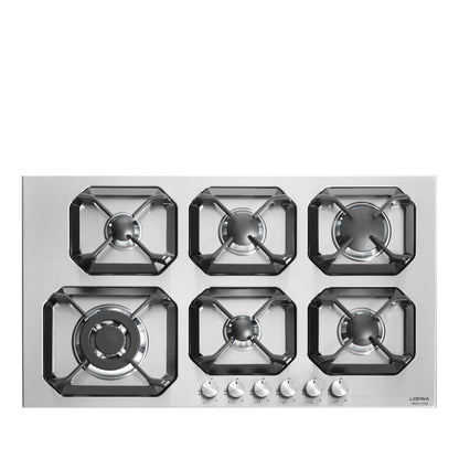 Lofra Plutone 90 HLS9S0 6 Burner Stainless Steel Low Profile Gas Hob 90cm