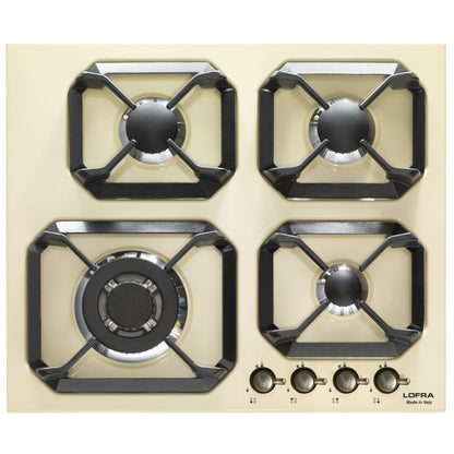 LOFRA DOLCEVITA 60 HRBI6GO BRN Retro Cream 4 Burner Gas Hob 60cm Cream & Bronze