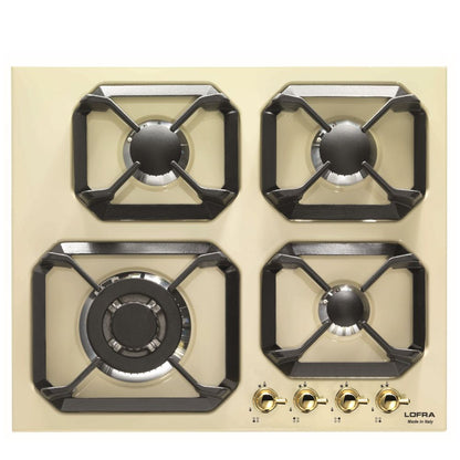 LOFRA DOLCEVITA 60 HRBI6GO BRS Retro Cream 4 Burner Low Profile Gas Hob 60cm