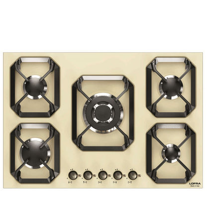 Lofra Dolcevita 75 HRS7AO BRN-CHR Retro Cream 5 Burner Gas Hob 75cm