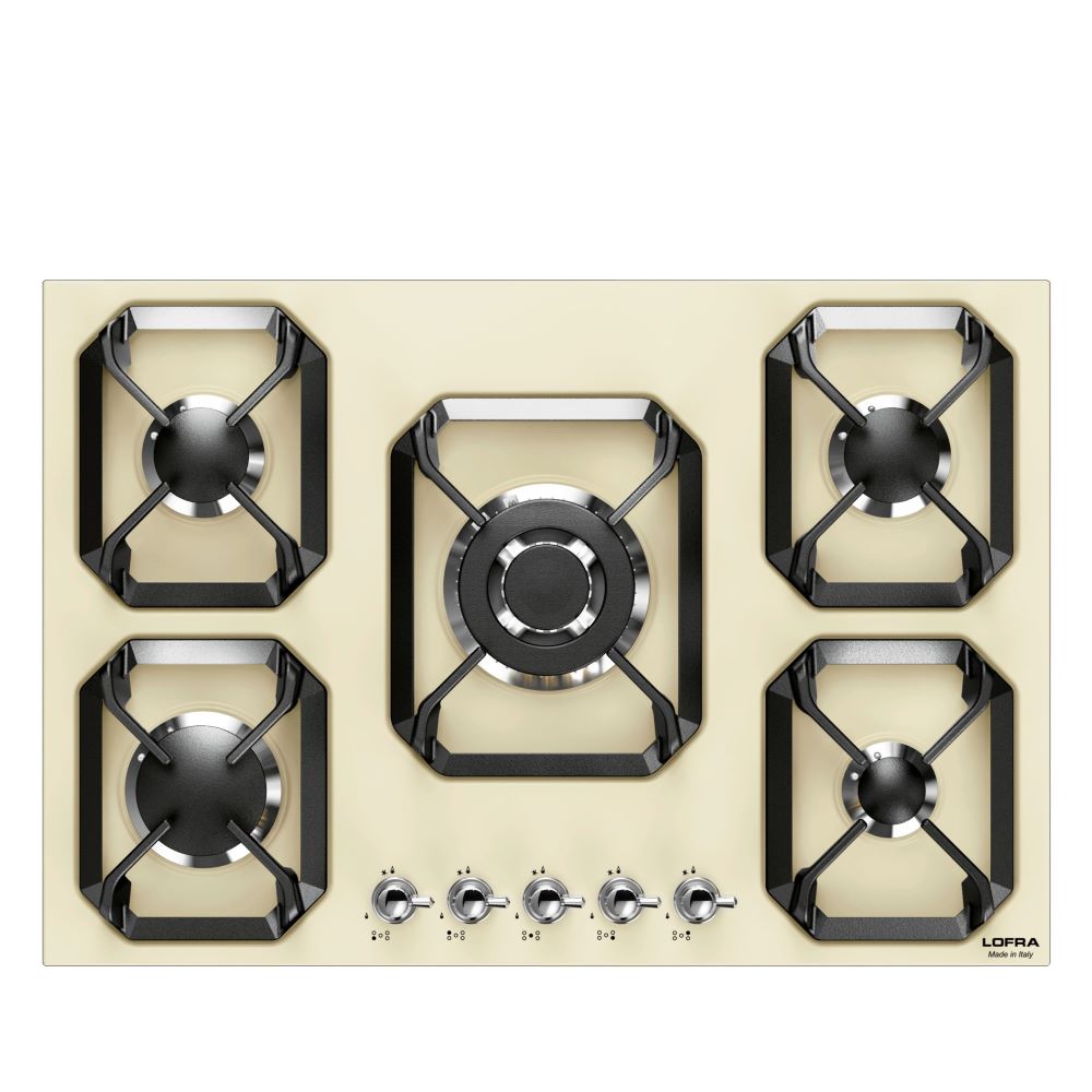 Lofra Dolcevita 75 HRS7AO CHR Retro Cream 5 Burner Gas Hob 75cm Cream & Chrome