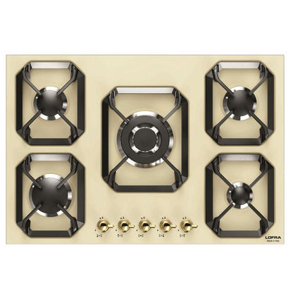 Lofra Dolcevita 75 HRBI7AO BRS Retro Cream 5 Burner Gas Hob 75cm