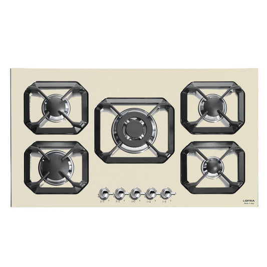 Lofra Dolcevita 90 HRBI9AO CHR Retro Cream 5 Burner Low Profile Gas Hob 90cm