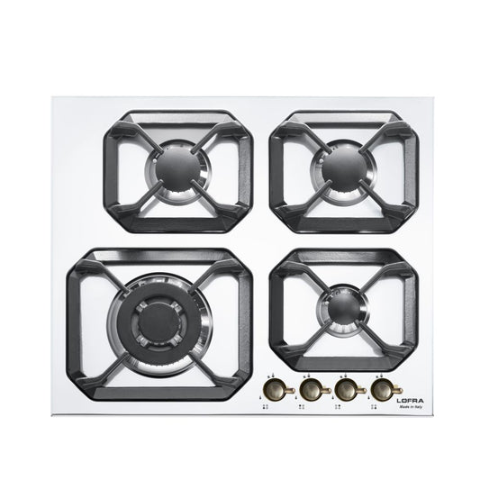 Lofra Dolcevita 60 HRBP6GO BRZ Retro White 4 Burner Gas Hob 60cm White and Bronze