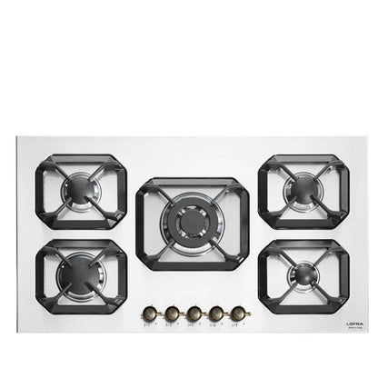 Lofra Dolcevita 90 HRNM9AO BRN Retro White 5 Burner Low Profile Gas Hob 90cm