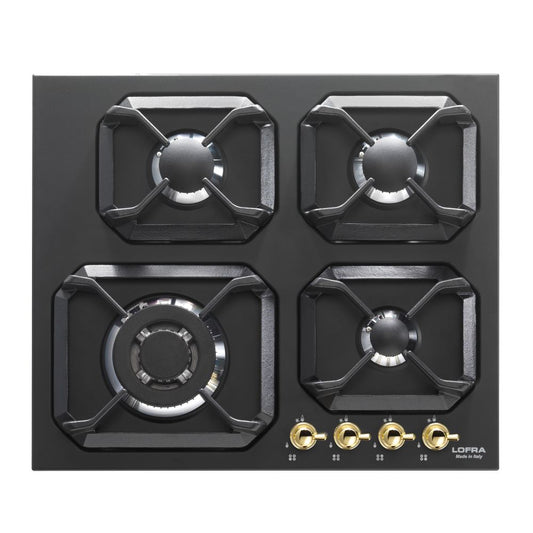 Lofra Dolcevita 60 HRNM6GO BRS Retro Black 4 Burner Gas Hob 60cm 