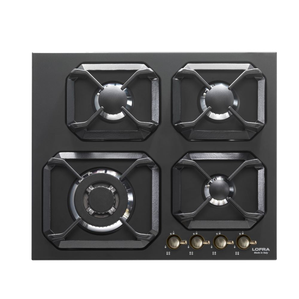 Lofra Dolcevita 60 HRNM6G0 Black BRN 4 Burner Low Profile Retro Gas Hob 60cm Black & Bronze