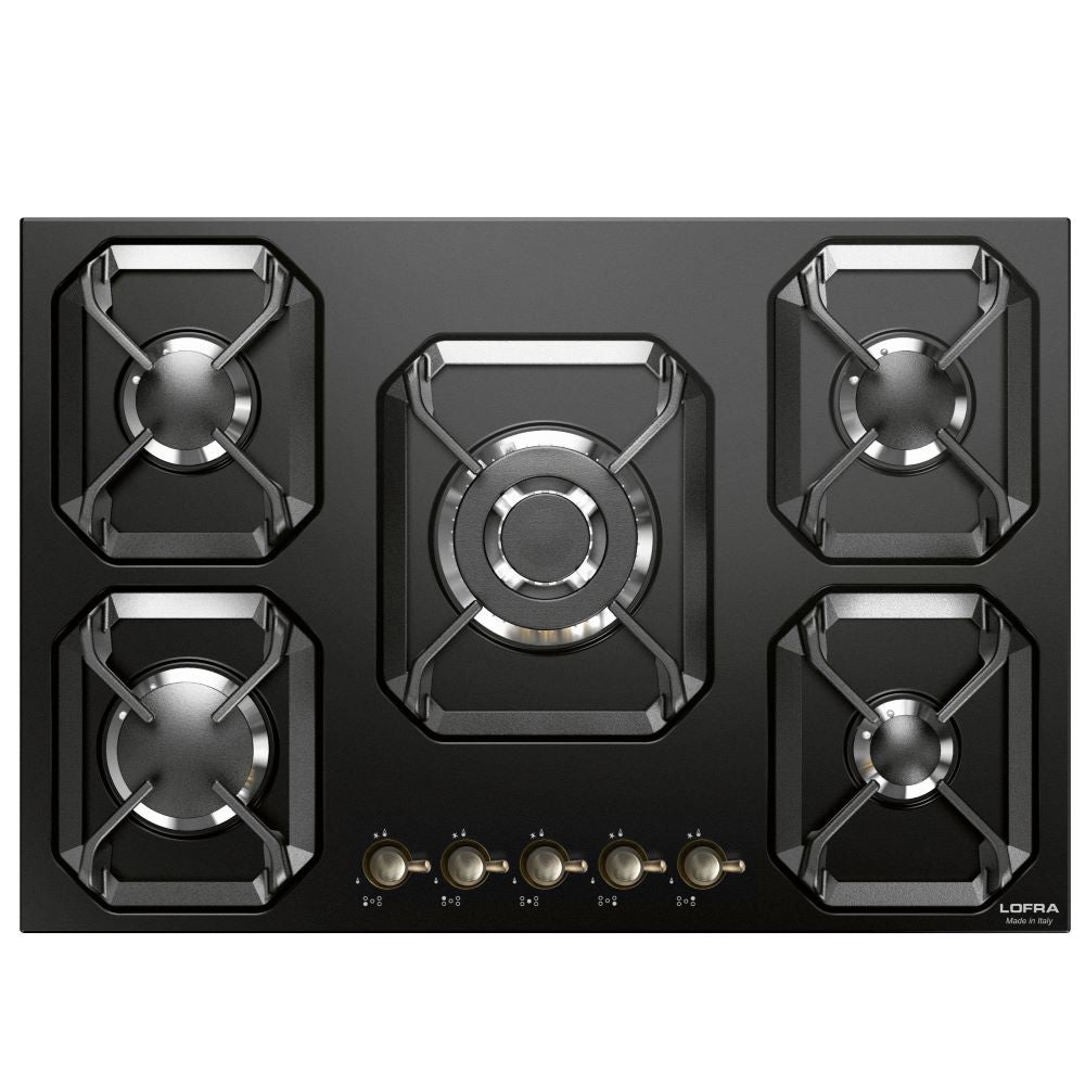 Lofra Dolcevita 75 HRS7AO BRS-BRN-CHR Retro 5 Burner Gas Hob 75cm Black & Chrome