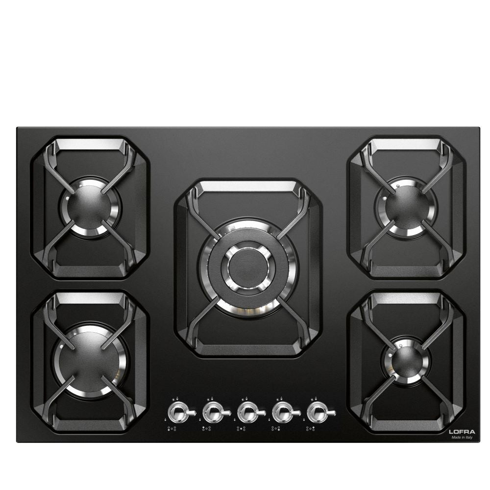 Lofra Dolcevita 75 HRNM7AO CHR Retro Black 5 Burner Low Profile Gas Hob 75cm