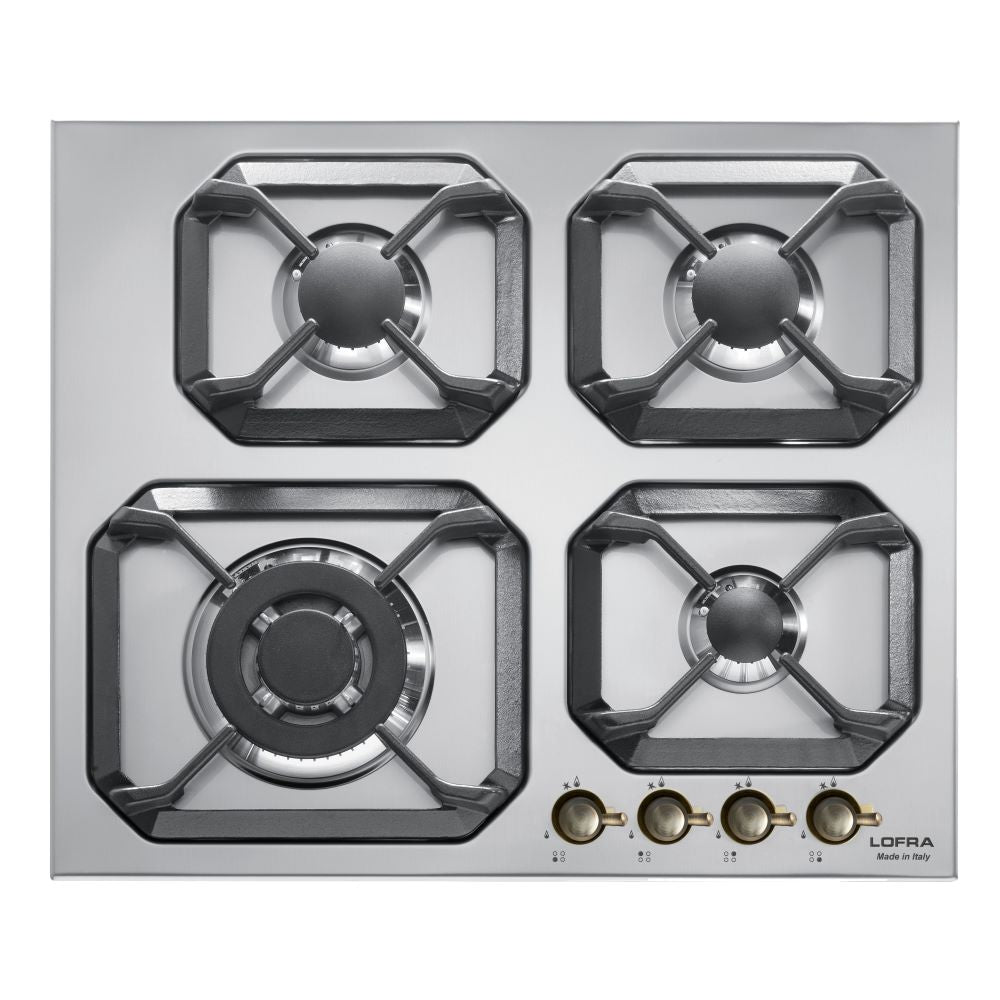 Lofra Dolcevita 60 HRS6GO BrN Retro Steel 4 Burner Gas Hob 6ocm Steel and Bronze