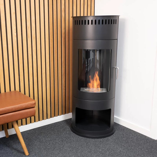 Scandi-Flame Washington Bioethanol Cylindrical Stove with Log Box