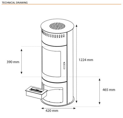 Scandi-Flame Washington Bioethanol Cylindrical Stove with Log Box