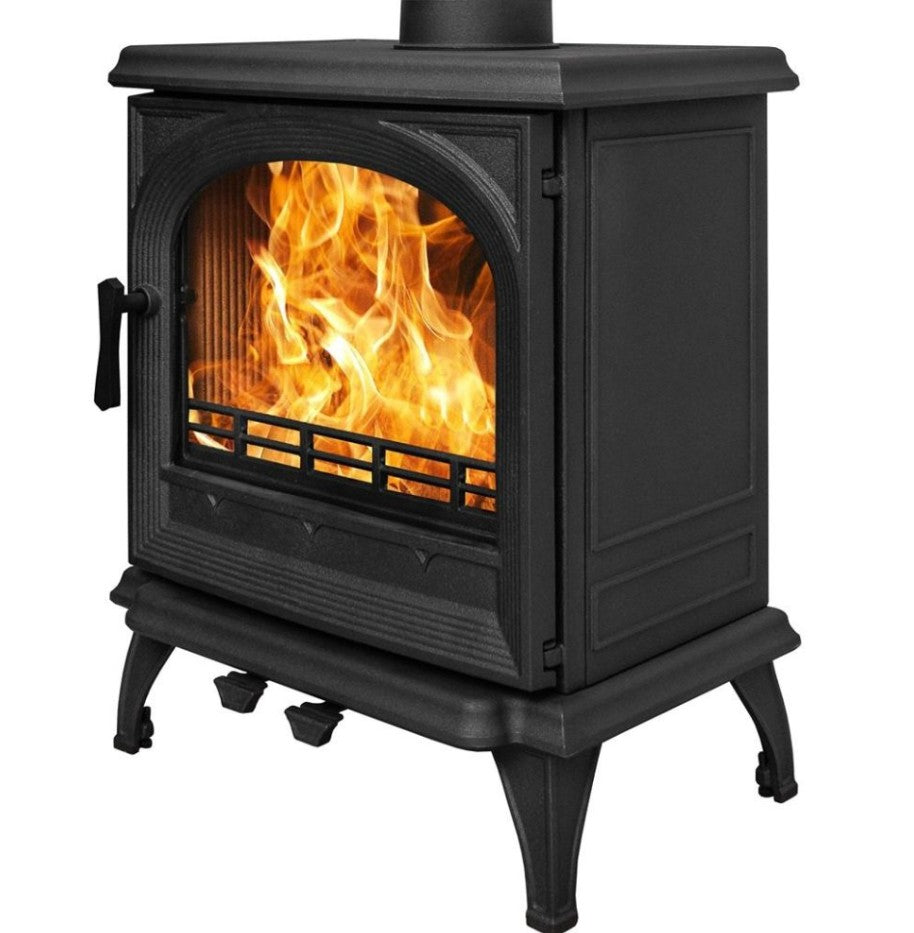 Victorian 8KW Arched Medium Solid Fuel Multi Fuel Cast Iron Stove & Flue Bundle 8.1KW