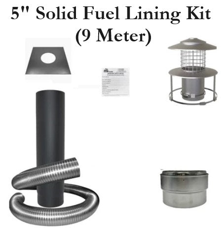 Chimney Lining Kit for Solid Fuel Stove 5" by 9 Meter Liner Length