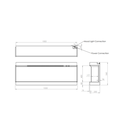 C&J Luminosa 150 Multi-Sided Electric Fire