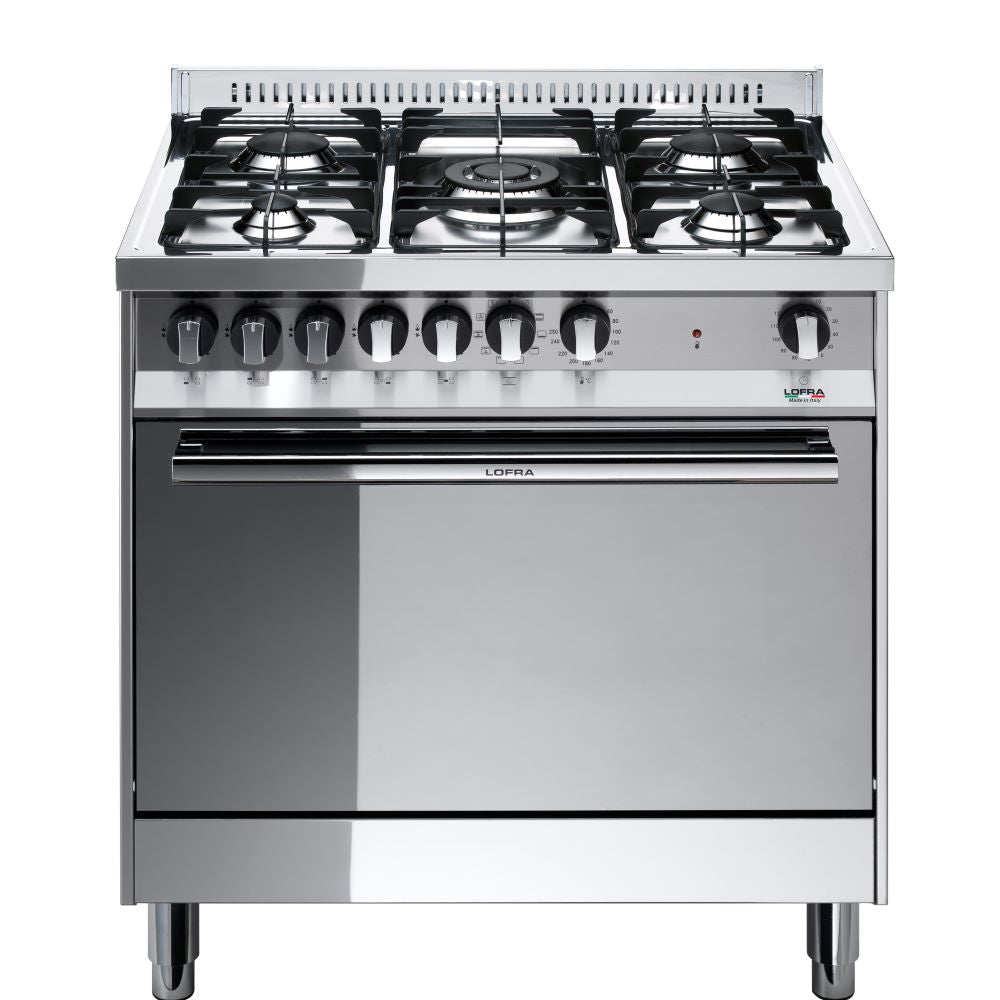 Lofra Maxima 80cm MG86MFC GV Gas Dual Fuel Range Cooker Polished Steel 80cm