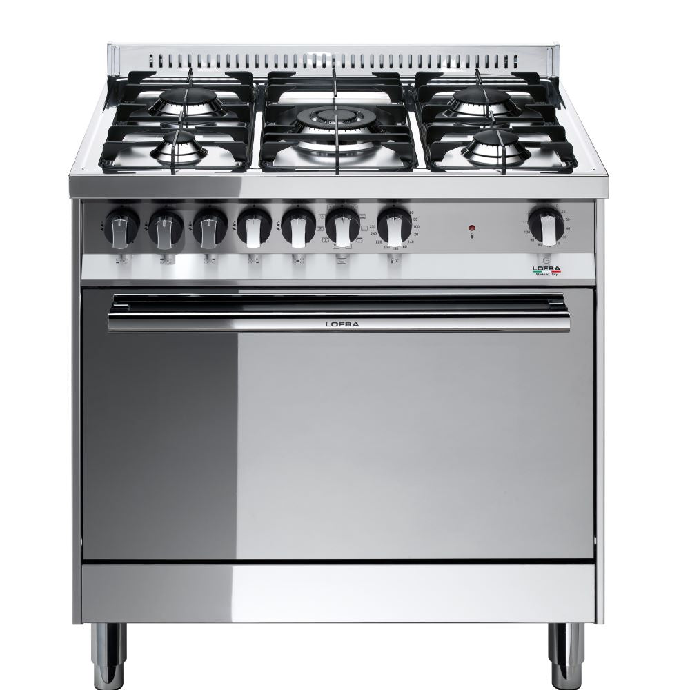 Lofra Maxima 80cm MG86MFC GV Gas Dual Fuel Range Cooker Polished Steel 80cm