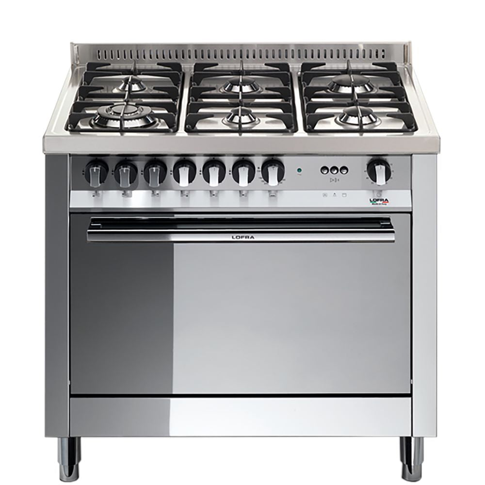 Lofra Maxima 90 MG96MF GV-C-CIS Gas Dual Fuel Range Cooker Polished Steel 90cm