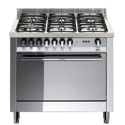 Lofra Maxima 90 MG96MF GV-C-CIS Gas Dual Fuel Range Cooker Polished Steel 90cm