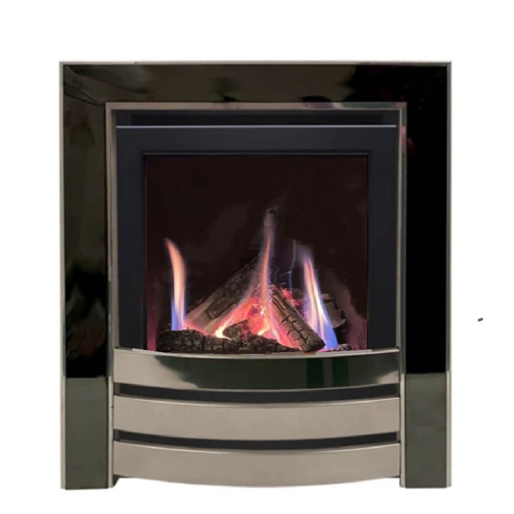 Series 4000 HE CF Log Effect High Efficiency Gas Fire Black Monaco Nickel Steel