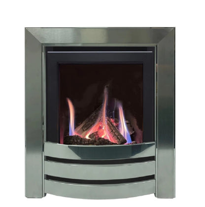 Series 4000 HE CF Log Effect High Efficiency Gas Fire Monaco Brushed Steel