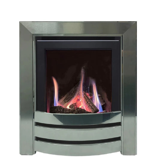 Series 4000 HE CF Log Effect High Efficiency Gas Fire Monaco Brushed Steel