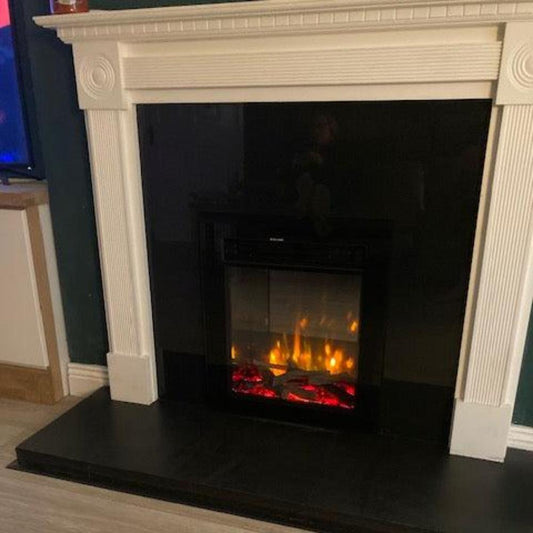 Iconic Viva 400 Log Effect Electric Fire with Black Glass Frame