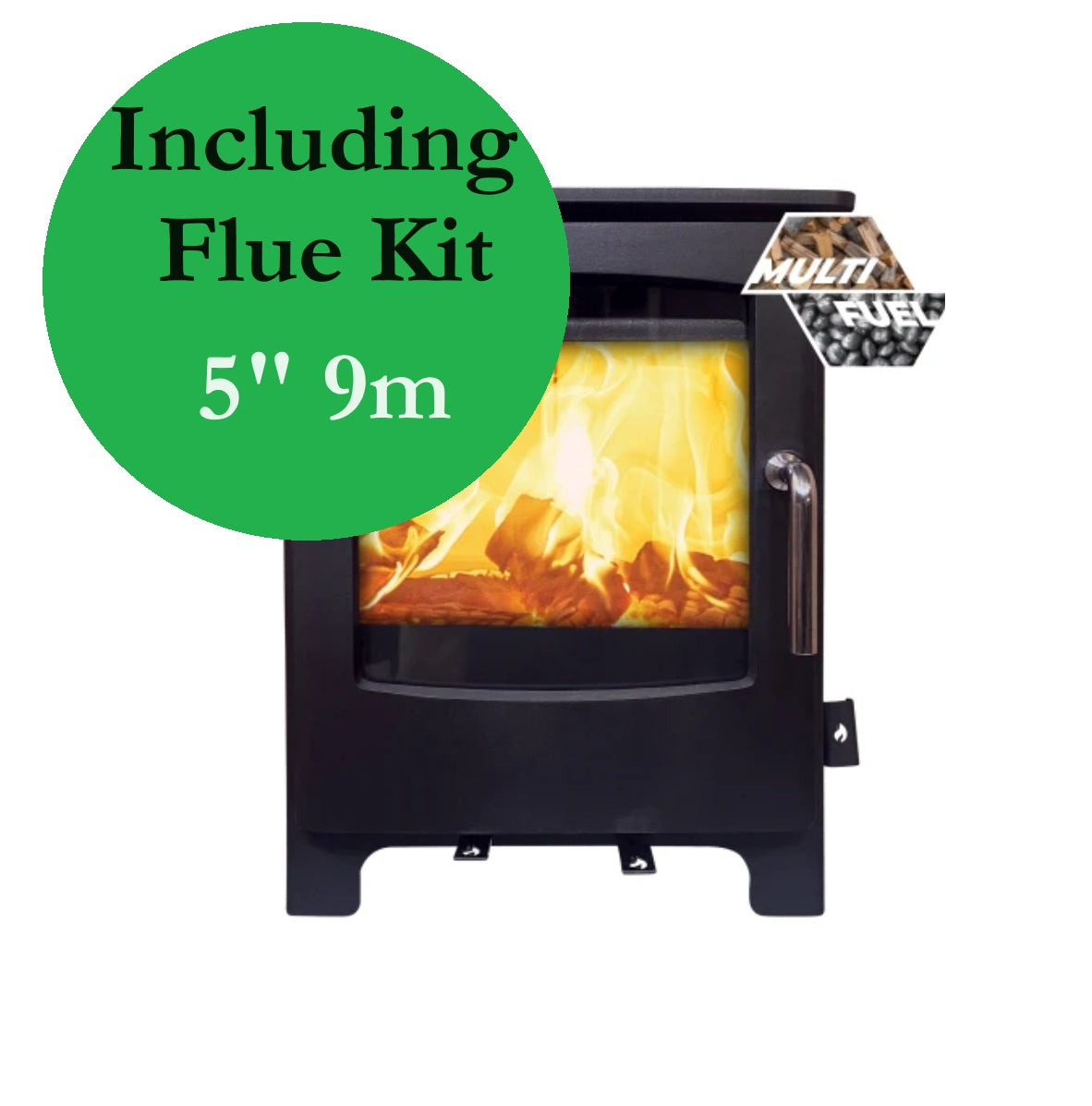 4kw Solid Fuel Multi Fuel Stove & Flue Bundle Compact Small City MultiEco4 Bundle