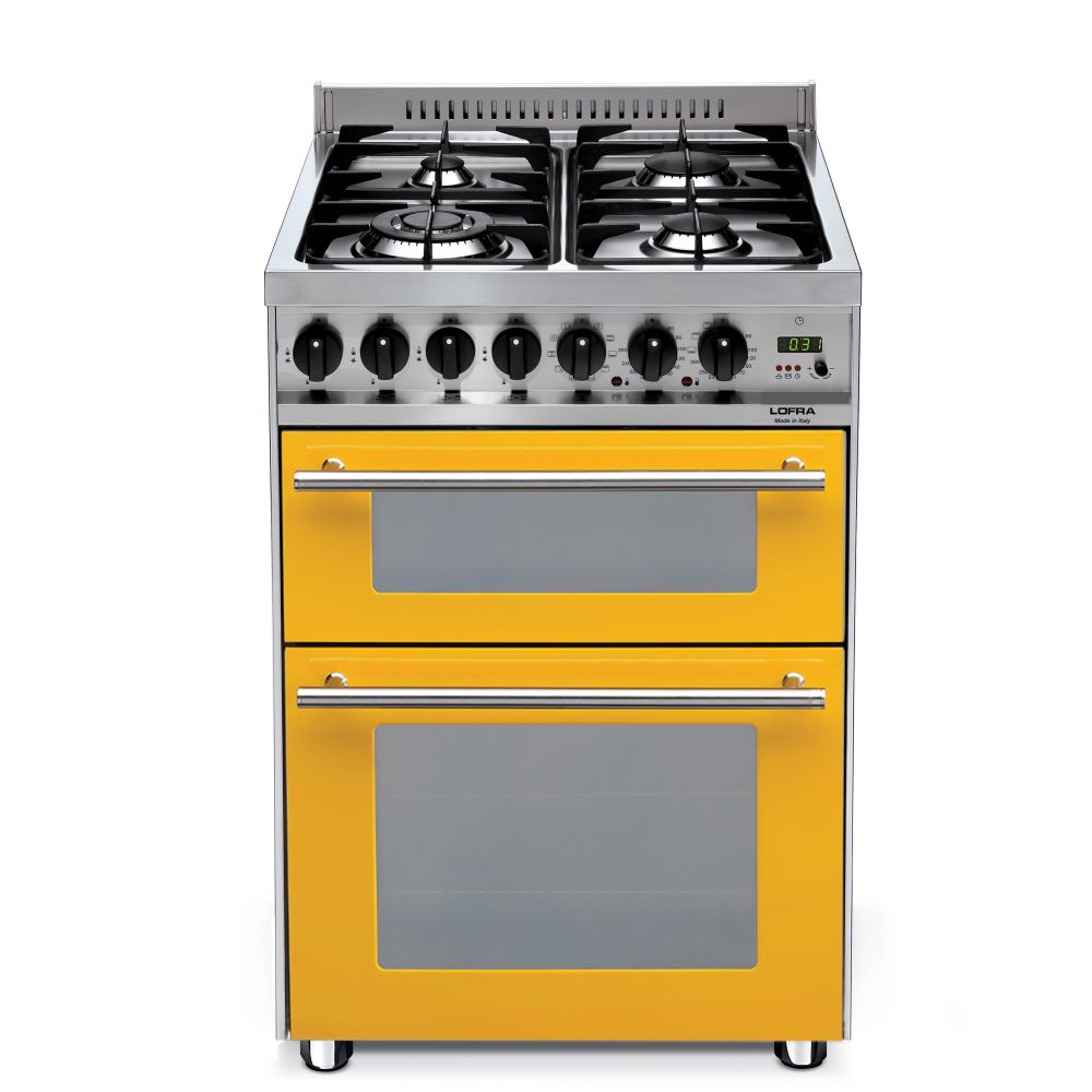 Yellow Lofra Professional 60 P 66MFE/C GV Yellow Gas Dual Fuel Range Cooker 60cm