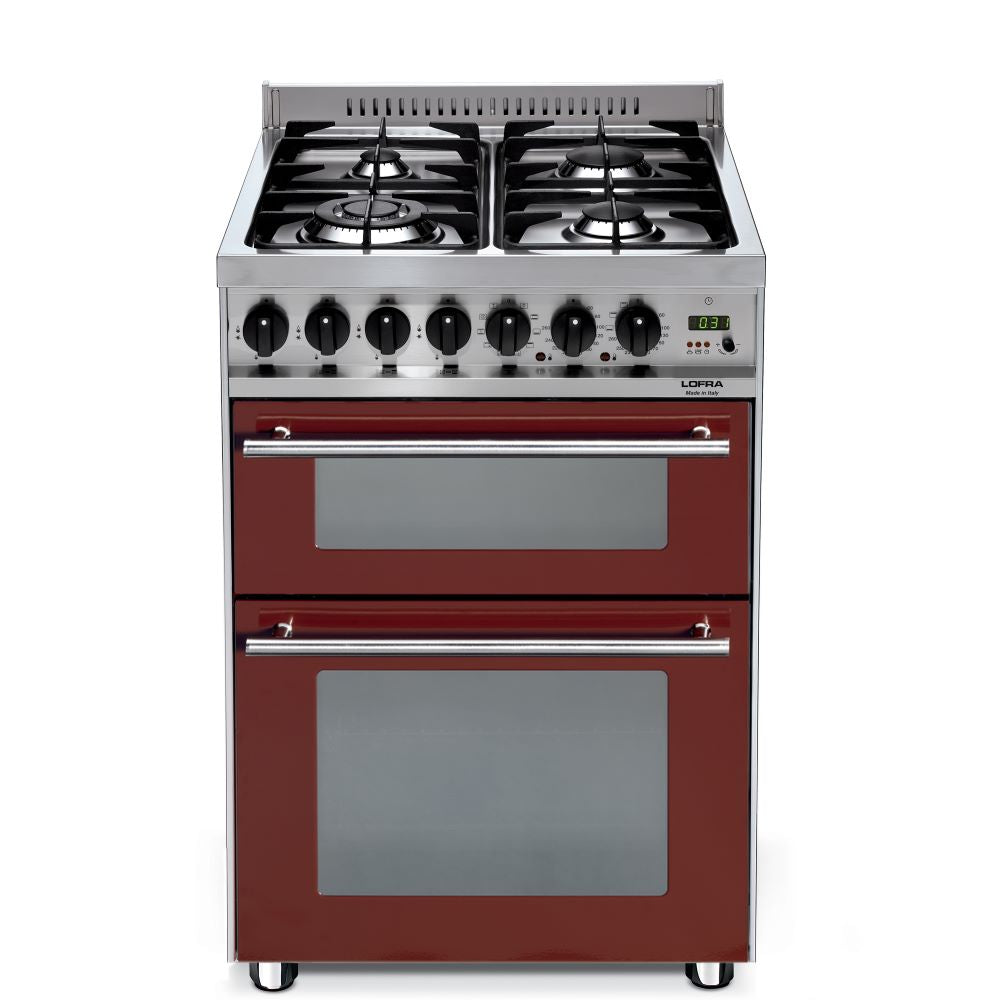 Lofra Professional 60 P 66MFE/C GV Burgundy Gas Dual Fuel Range Cooker 60cm