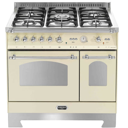 Lofra Dolcedvita 90 RBID 96MFTECI /GvGt Gas Dual Fuel Range Cooker 90cm Cream & Chrome