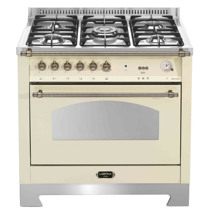 Lofra Dolcevita 90 RBIG 96MFT / GvGt Gas Dual Fuel Range Cooker 90cm Cream & Bronze