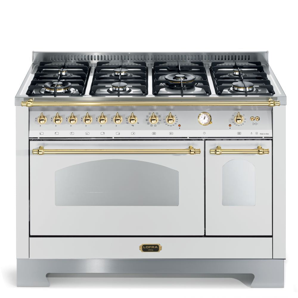 Lofra Dolcevita 120 RSD 126MFT+E Gas Dual Fuel Range Cooker 120cm White and Brass