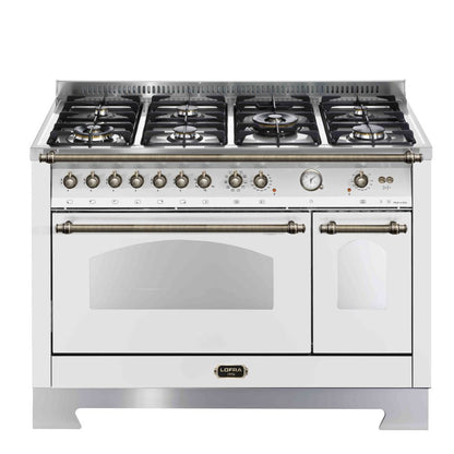 Lofra Dolcevita 120 RSD 126MFT+E Gas Dual Fuel Range Cooker 120cm White and Brass