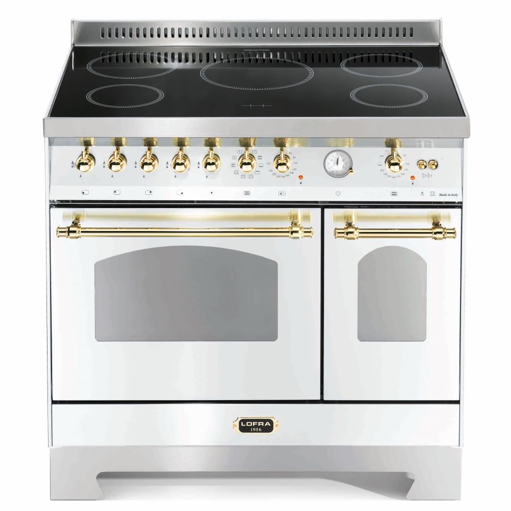 Lofra Dolcevita 90 RBID 96MFTECI Gas Dual Fuel Range Cooker 90cm White and Brass