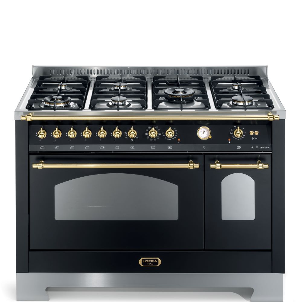 LOFRA DolceVita RNMD 126MFT 120cm Gas Dual Fuel Italian Range Cooker Classic Black and Brass