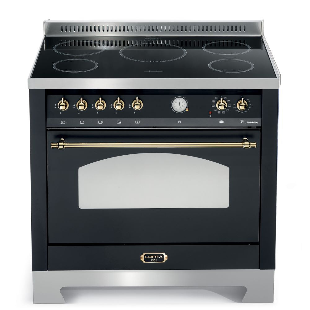 Lofra Dolcevita 90 RNMG 96MFT /5i Induction Electric Range Cooker 90cm Black and Brass