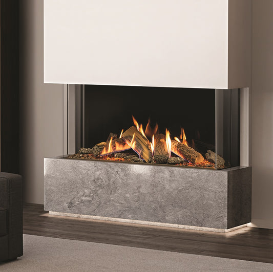 Gazco Reflex 105-3 3-Sided Balanced Flue Gas Fire with Edge Frame