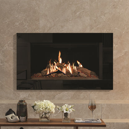 Gazco Reflex 105 Balanced Flue Gas Fire with Icon XS Black Glass Frame