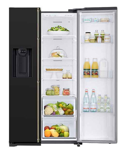 American Right Side Door Open  Black Lofra Dolcevita GF-917 American Fridge Freezer SXS 92cm