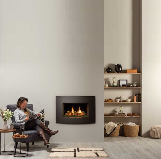 Gazco Riva2 600 Conventional Flue Log Effect Gas Fire with Verve XS Graphite Frame