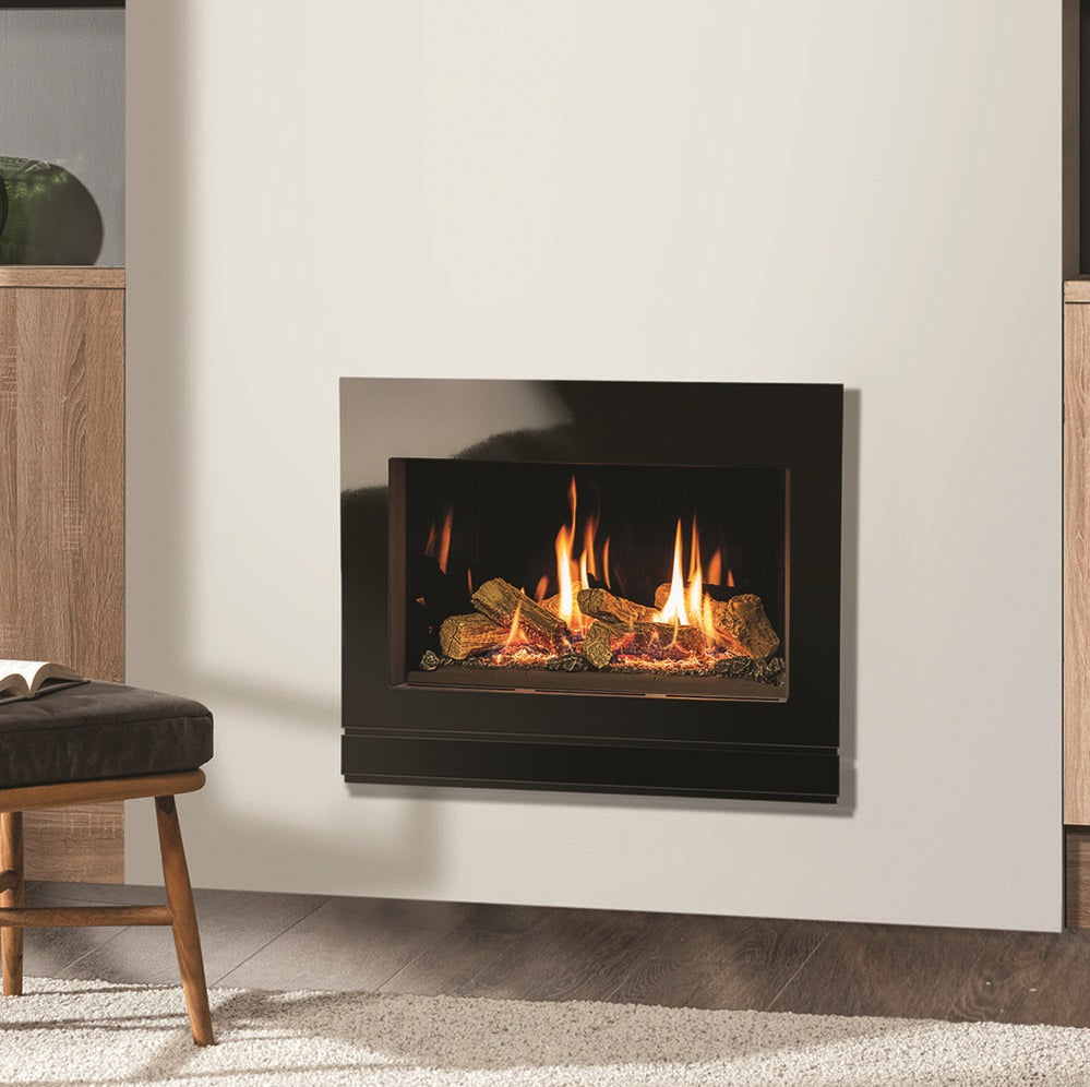 Gazco Riva2 600 Balanced Flue Log Effect Gas Fire with Designio2 Glass Frame